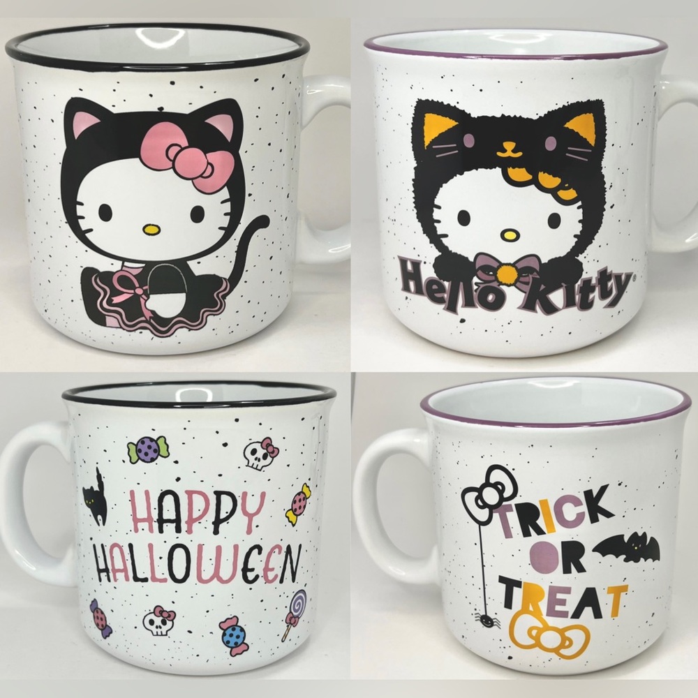 Hello Kitty Halloween Mug Set of 2 Double Sided w/ Black Cat Costume Sanrio